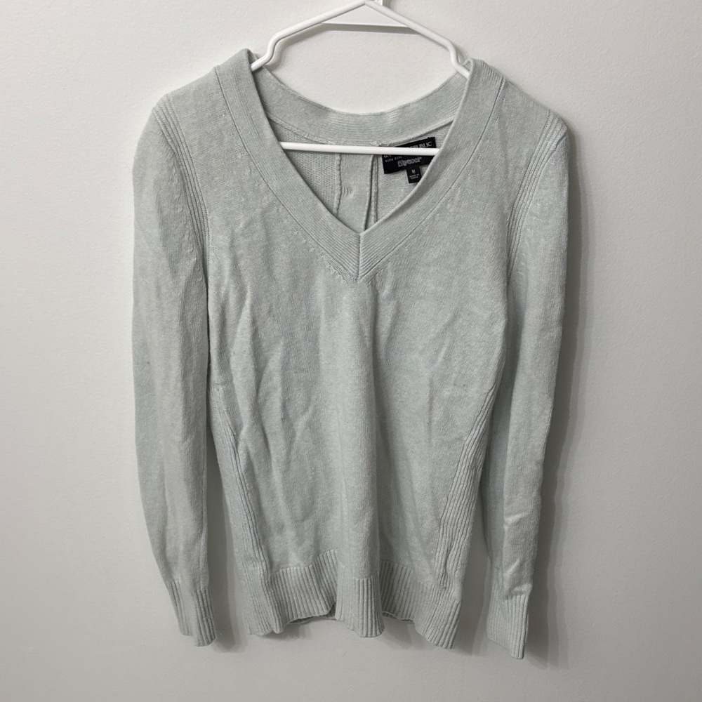 Banana Republic Light Gray V-Neck Sweater